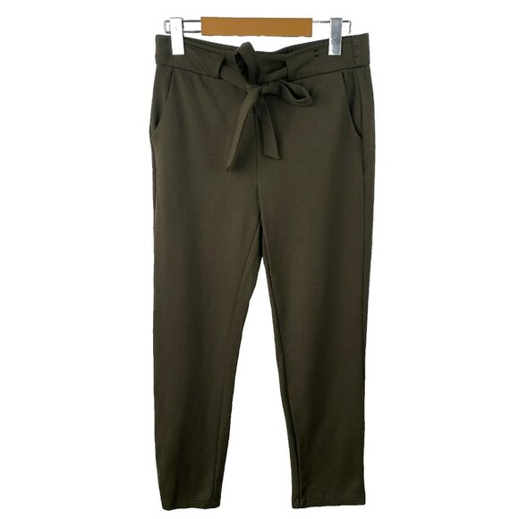Badgley Mischka Pull On Trouser  Pants Womens Small Tie Front Olive Khaki Green - Picture 1 of 3